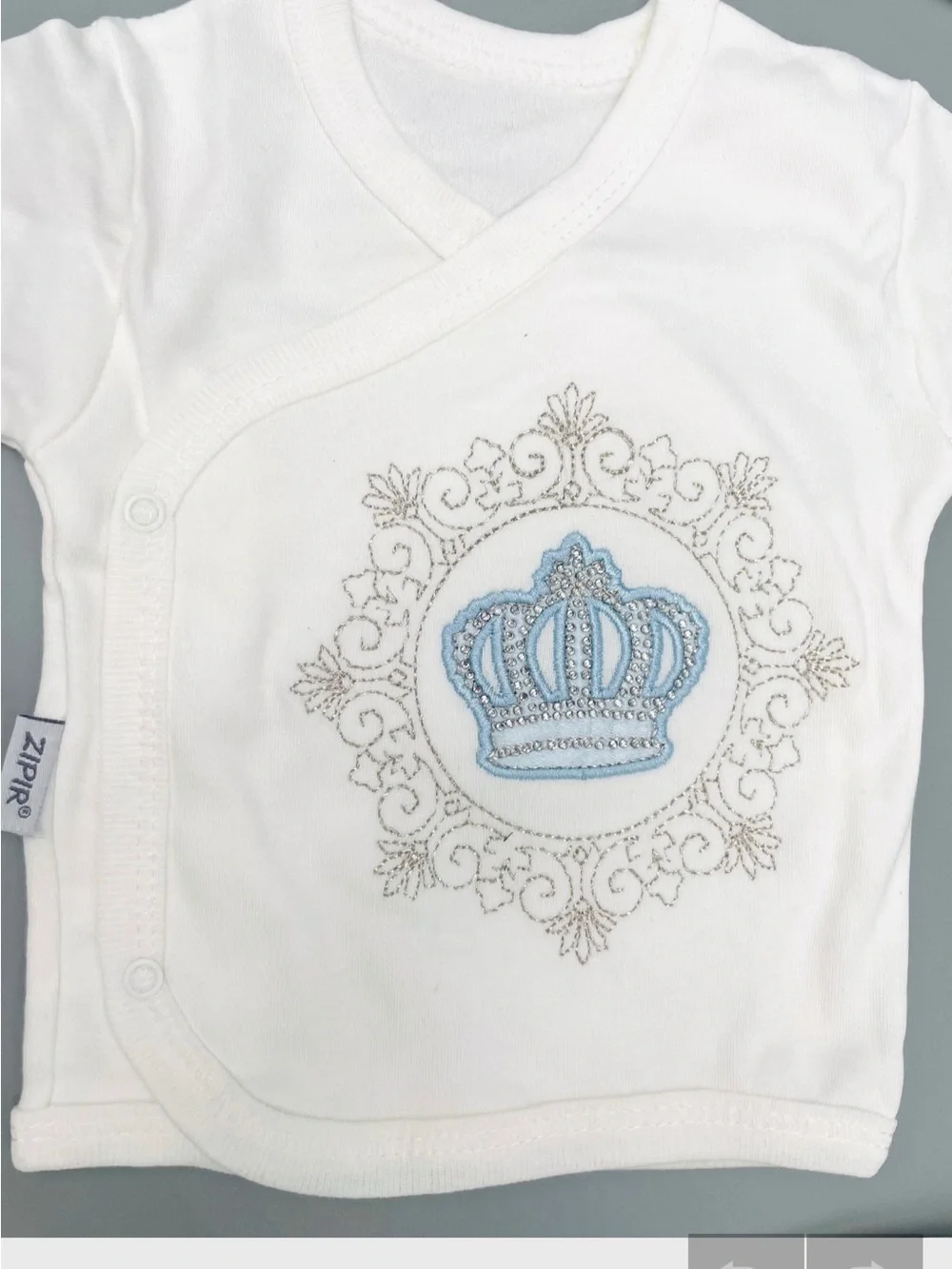 Baby Boy 5-Piece Cotton Layette Set - White with Blue Crest
